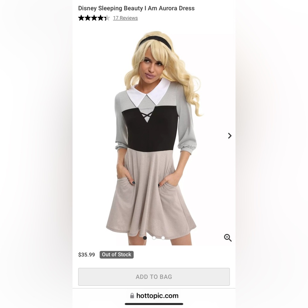 Hot Topic Disney Aurora Dress Halloween character Dress-Up